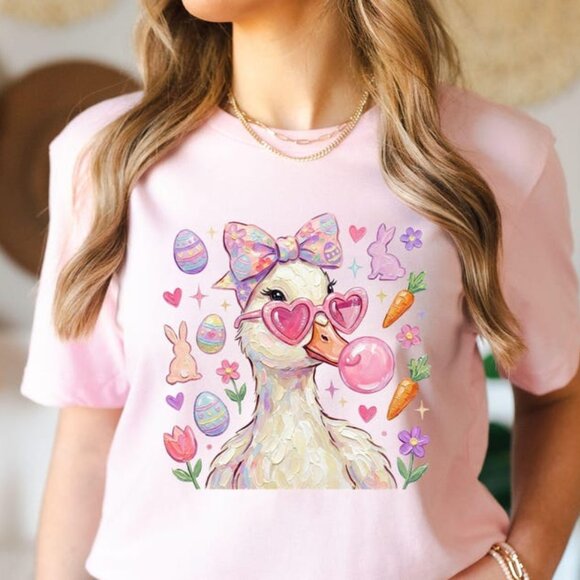 Tops - Easter Duck Shirt, Cute Easter Unisex Tee, Trendy Easter Shirt